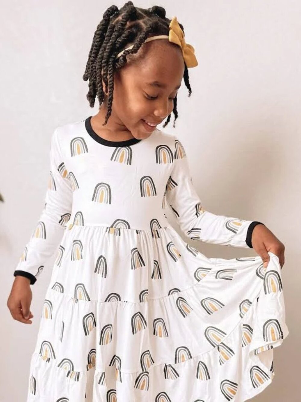 NWT Kyte Baby Long Sleeve Tiered Dress in Metallic Rainbow Size 3T